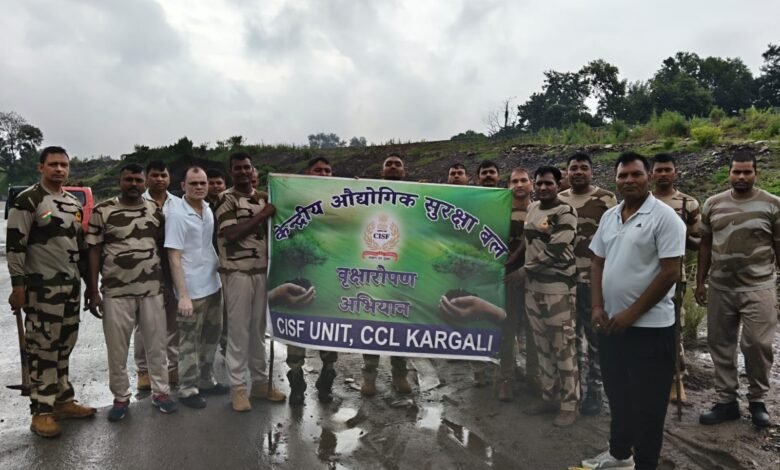 करगली परियोजना क्षेत्र में वेटिवर घास का पौधरोपण करते CISF जवान