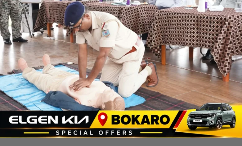 बोकारो पुलिस लाइन में पुलिस जवानों को सिविल डिफेंस और फर्स्ट एड प्रशिक्षण
